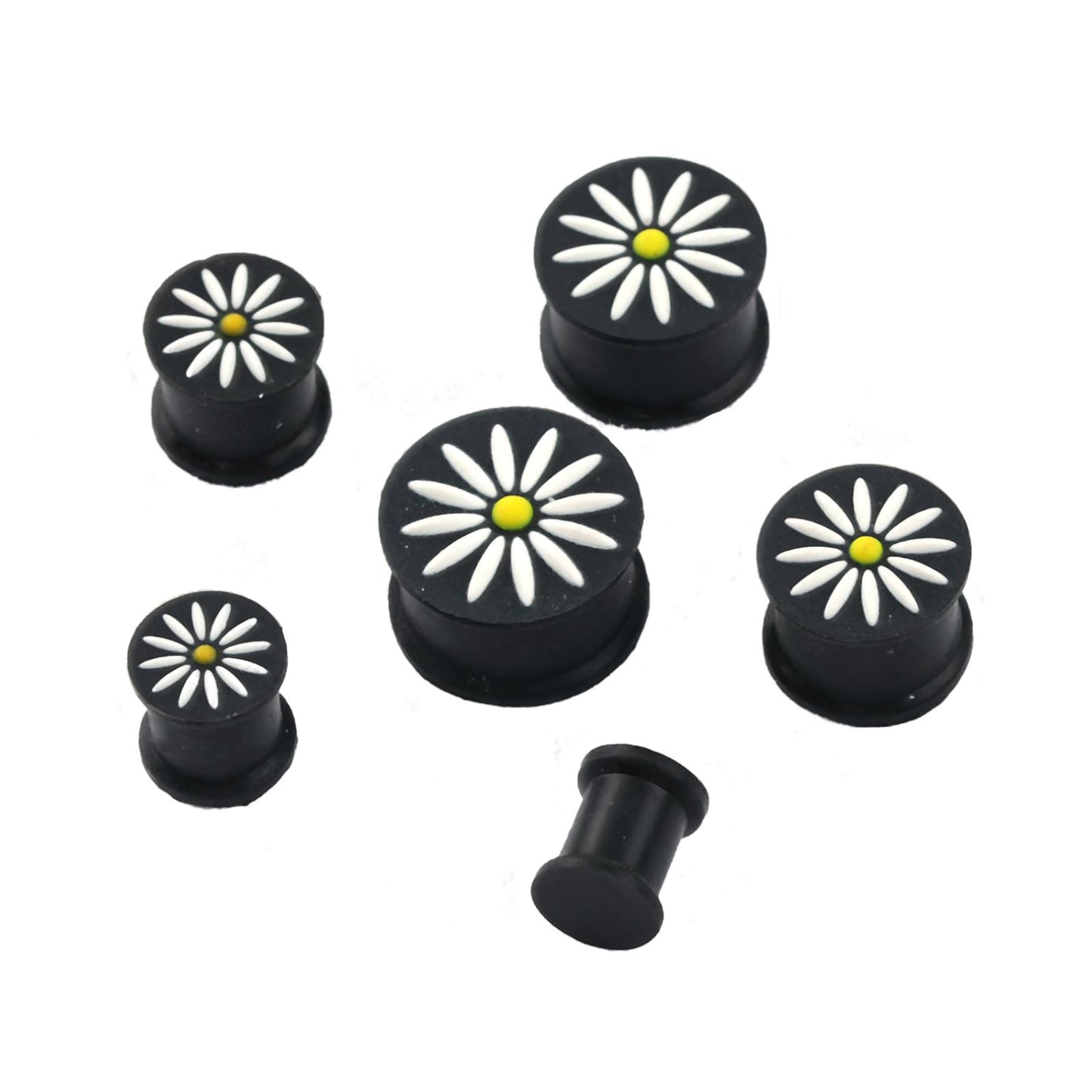 Black And White Flower Ear Gauge
