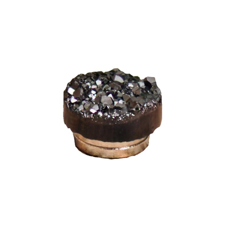 Black Magnetic Sterling Silver Natural Crystal Round Earring