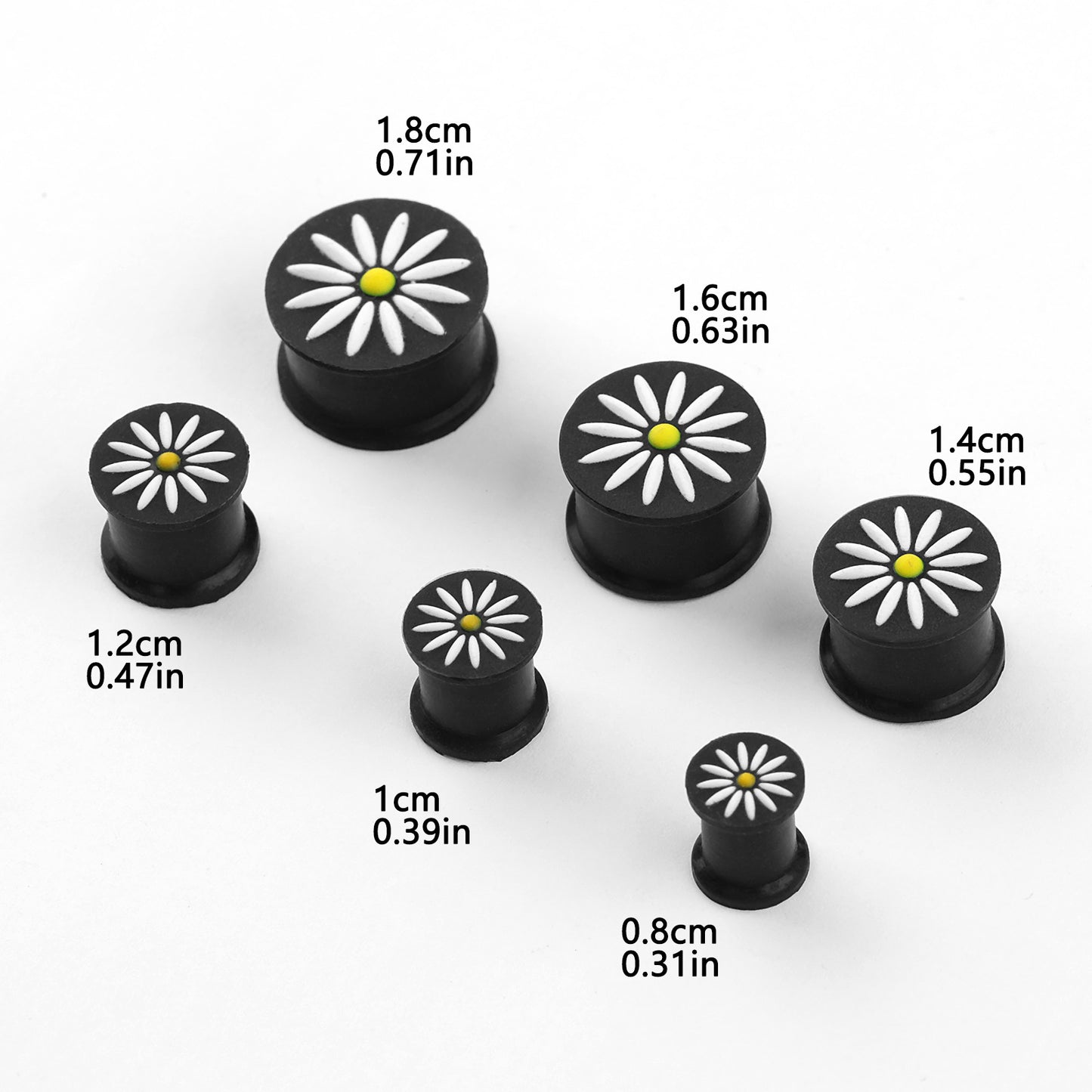 Black And White Flower Ear Gauge