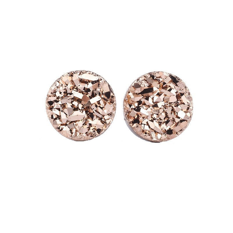 S925 Silver Natural Crystal Circle Magnetic Earring