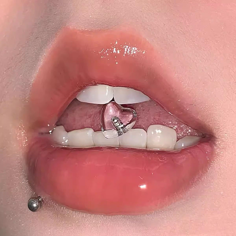 Transparent Heart Tongue Ring