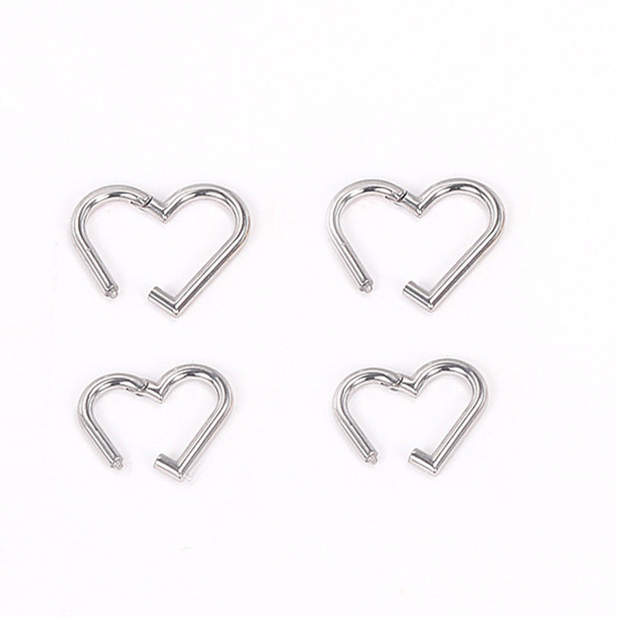 BEST Heart Shape Thickness Segment Piercing Ring-Stainless 
