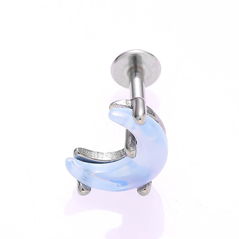 Crystal Moon Lip Ring