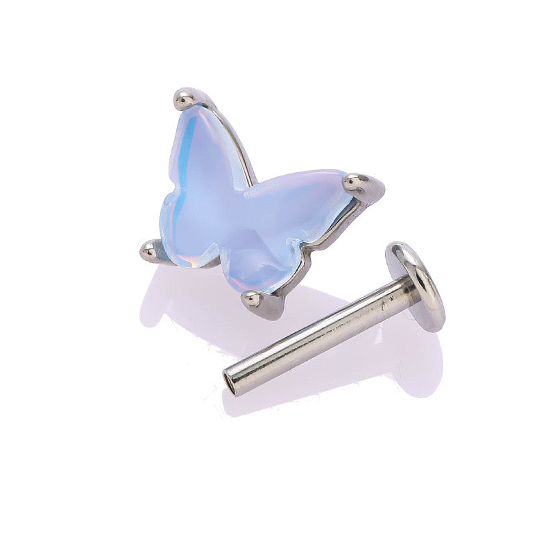 Crystal Zircon Moon Style Lip Ring