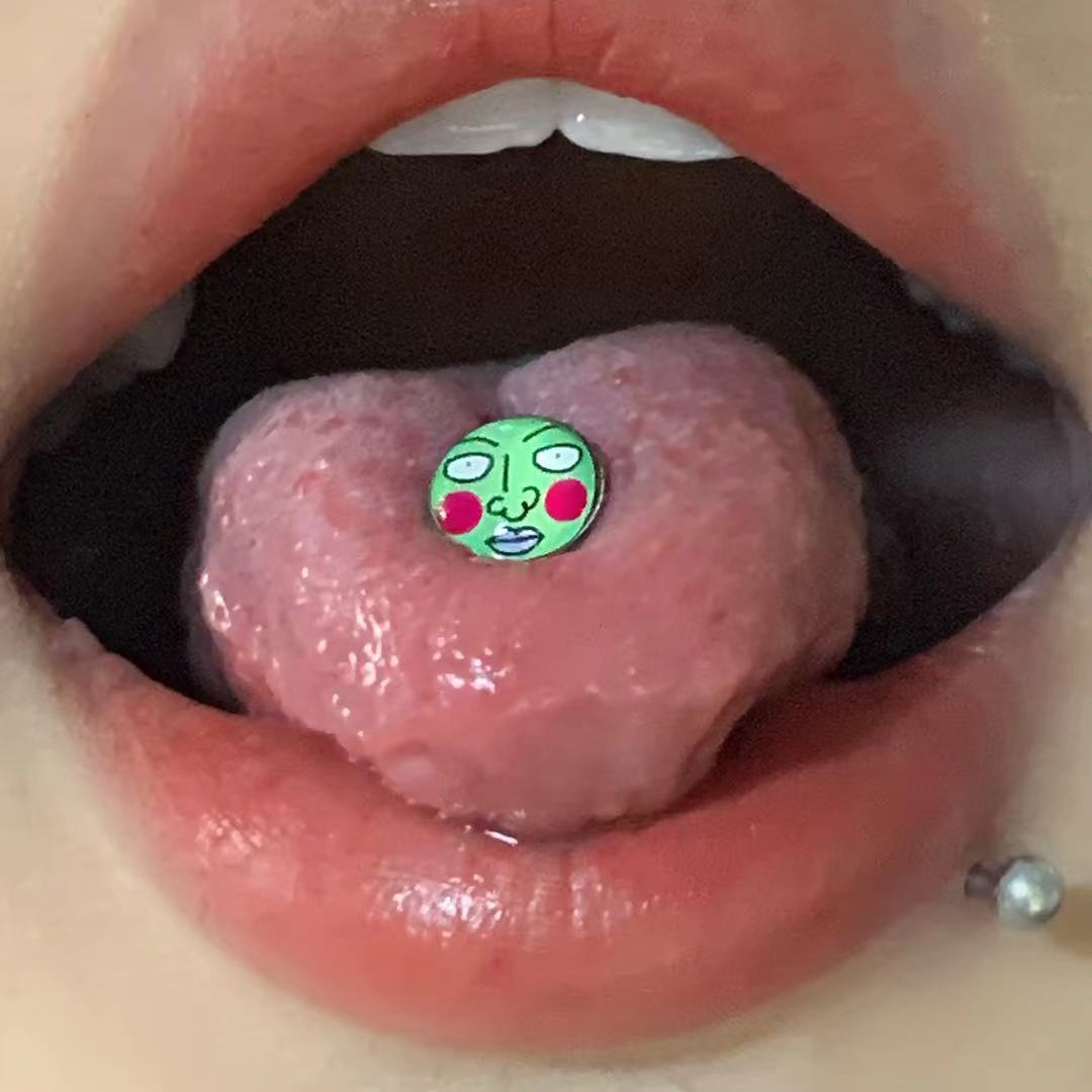 Funny Blush Ugly Face Tongue Ring
