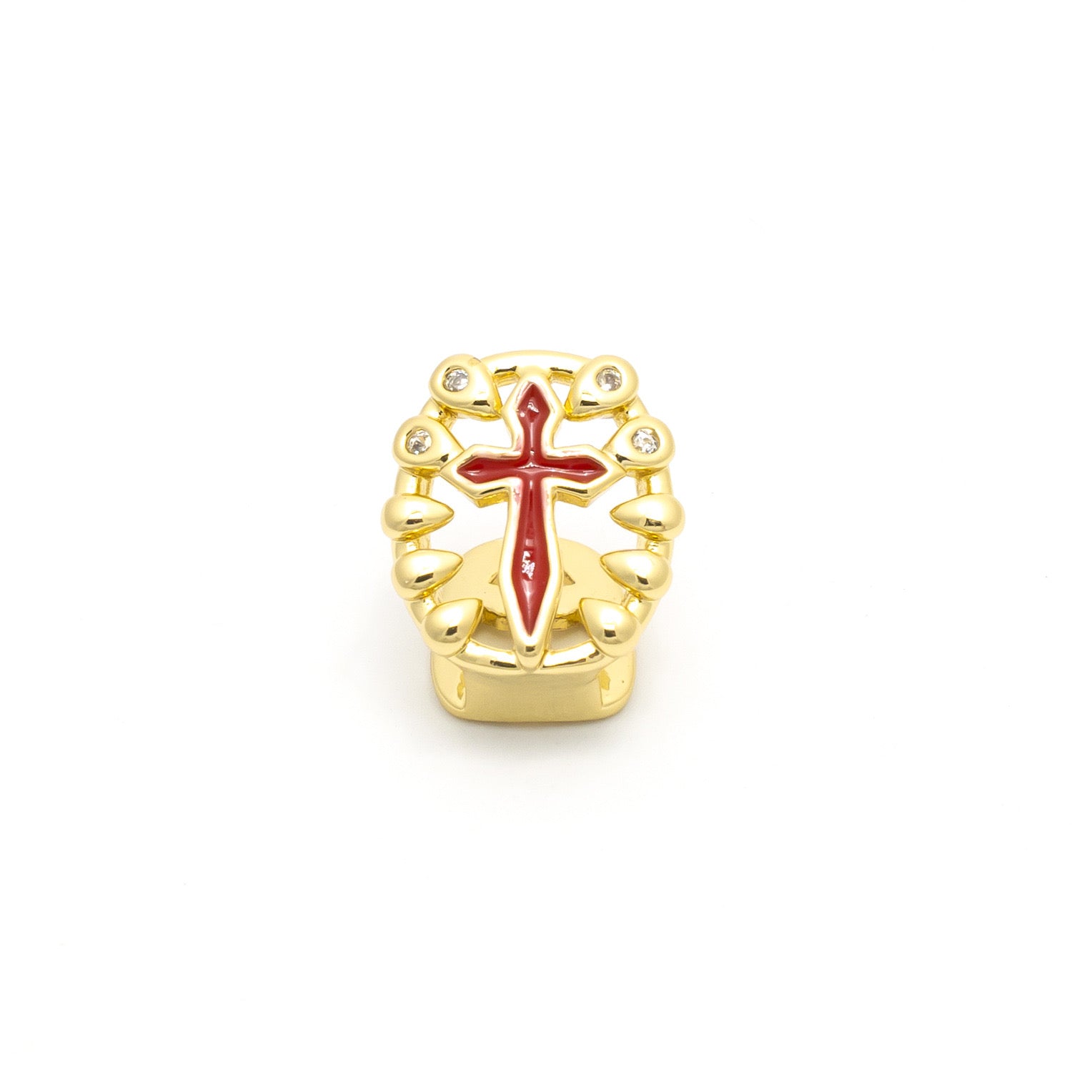 Gold Style Cross Grillz in Teeth near me 