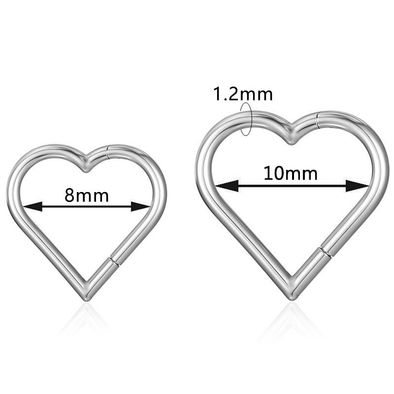 Heart Shape Thickness Segment Piercing Ring-316L Stainless 