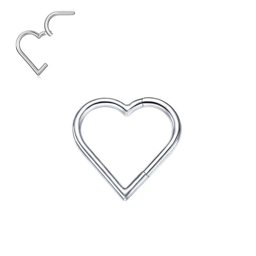 Heart Shape Thickness Segment Piercing Ring-316L Stainless 
