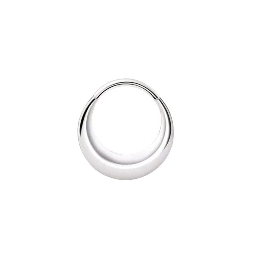 Polished Rounded Thick Hoop Hinged Piercing Ring 