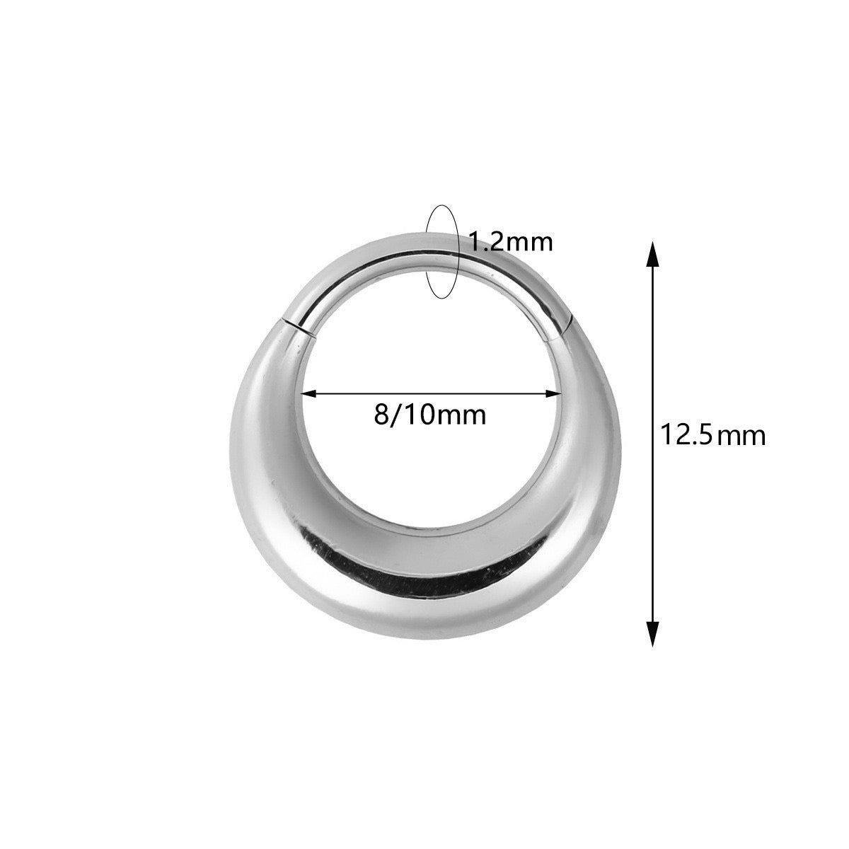 Polished Rounded Thick Hoop Hinged Piercing Ring 