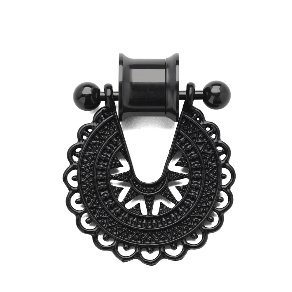 Vintage Style Black Bohemian Patterns Ear Gauge